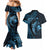 Aloha Hawaii Hammerhead Shark Couples Matching Mermaid Dress and Hawaiian Shirt Blue Kakau and Polynesian Tattoo LT03