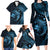 Aloha Hawaii Hammerhead Shark Family Matching Long Sleeve Bodycon Dress and Hawaiian Shirt Blue Kakau and Polynesian Tattoo LT03