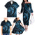 Aloha Hawaii Hammerhead Shark Family Matching Off The Shoulder Long Sleeve Dress and Hawaiian Shirt Blue Kakau and Polynesian Tattoo LT03