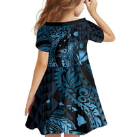Aloha Hawaii Hammerhead Shark Family Matching Summer Maxi Dress and Hawaiian Shirt Blue Kakau and Polynesian Tattoo LT03 - Polynesian Pride