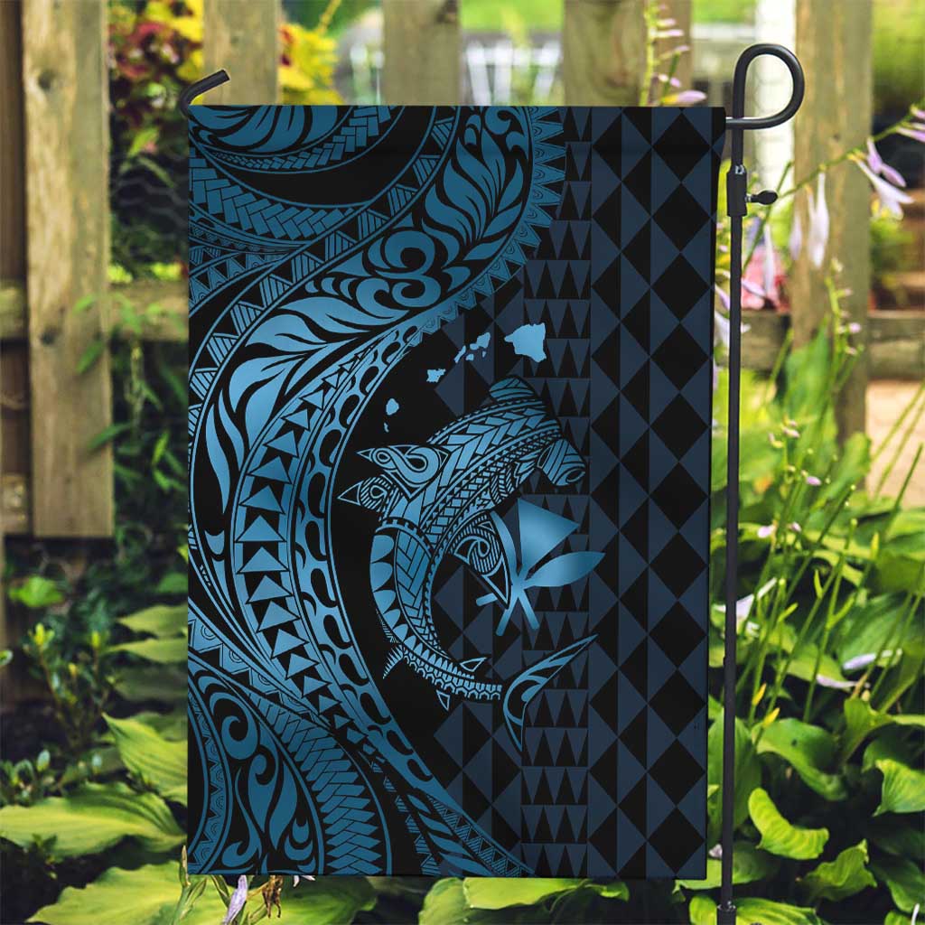 Aloha Hawaii Hammerhead Shark Garden Flag Blue Kakau and Polynesian Tattoo LT03 Garden Flag Blue - Polynesian Pride