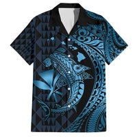 Aloha Hawaii Hammerhead Shark Hawaiian Shirt Blue Kakau and Polynesian Tattoo LT03 Blue - Polynesian Pride