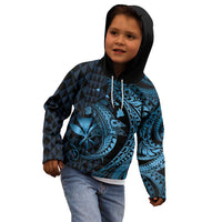 Aloha Hawaii Hammerhead Shark Kid Hoodie Blue Kakau and Polynesian Tattoo LT03