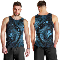 Aloha Hawaii Hammerhead Shark Men Tank Top Blue Kakau and Polynesian Tattoo LT03 - Polynesian Pride