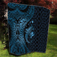 Aloha Hawaii Hammerhead Shark Quilt Blue Kakau and Polynesian Tattoo LT03