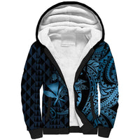 Aloha Hawaii Hammerhead Shark Sherpa Hoodie Blue Kakau and Polynesian Tattoo LT03 Unisex Blue - Polynesian Pride