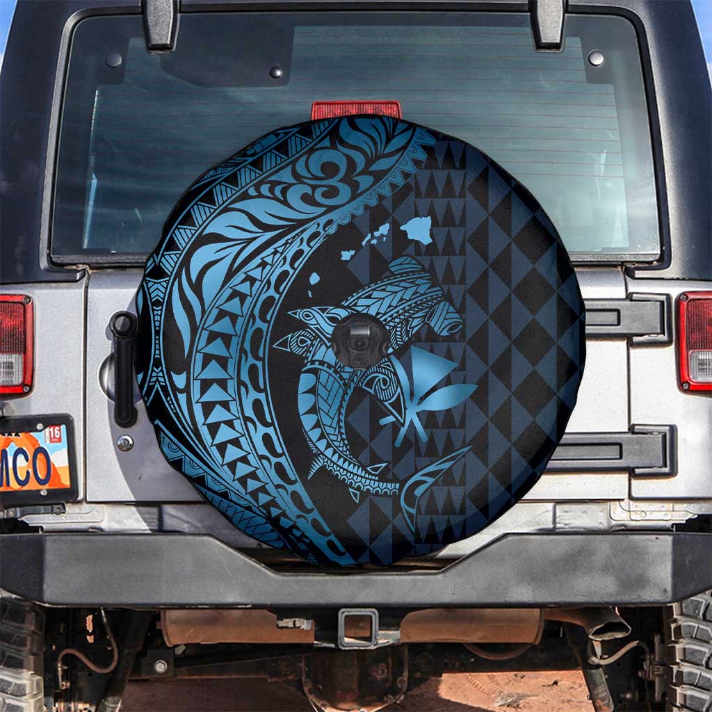 Aloha Hawaii Hammerhead Shark Spare Tire Cover Blue Kakau and Polynesian Tattoo LT03