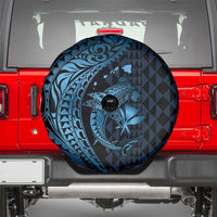 Aloha Hawaii Hammerhead Shark Spare Tire Cover Blue Kakau and Polynesian Tattoo LT03 - Polynesian Pride