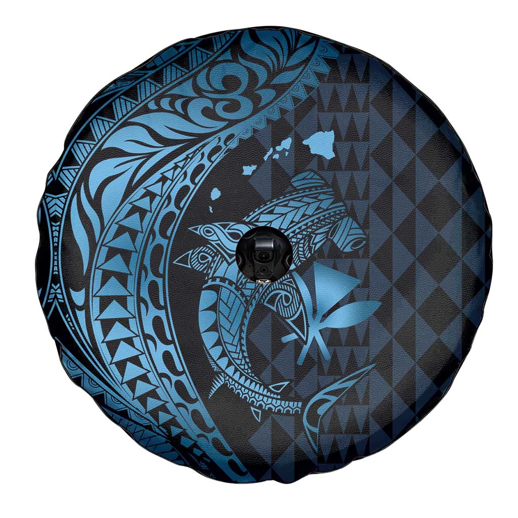 Aloha Hawaii Hammerhead Shark Spare Tire Cover Blue Kakau and Polynesian Tattoo LT03 - Polynesian Pride