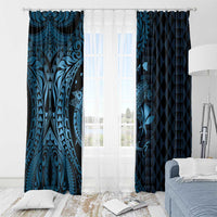 Aloha Hawaii Hammerhead Shark Window Curtain Blue Kakau and Polynesian Tattoo LT03 - Polynesian Pride