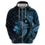 Aloha Hawaii Hammerhead Shark Zip Hoodie Blue Kakau and Polynesian Tattoo LT03