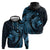 Aloha Hawaii Hammerhead Shark Zip Hoodie Blue Kakau and Polynesian Tattoo LT03