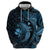 Aloha Hawaii Hammerhead Shark Zip Hoodie Blue Kakau and Polynesian Tattoo LT03