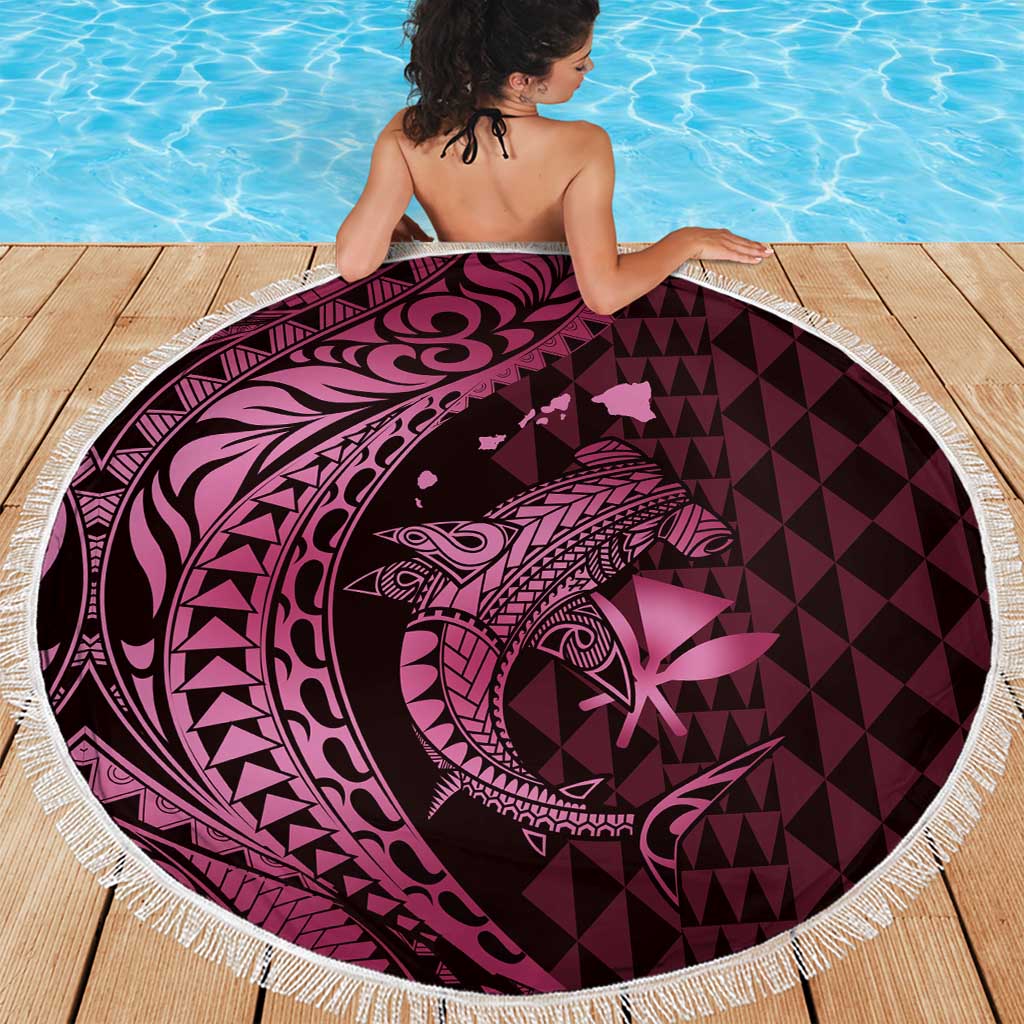 Aloha Hawaii Hammerhead Shark Beach Blanket Pink Kakau and Polynesian Tattoo LT03 - Polynesian Pride