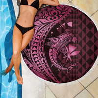Aloha Hawaii Hammerhead Shark Beach Blanket Pink Kakau and Polynesian Tattoo LT03 - Polynesian Pride