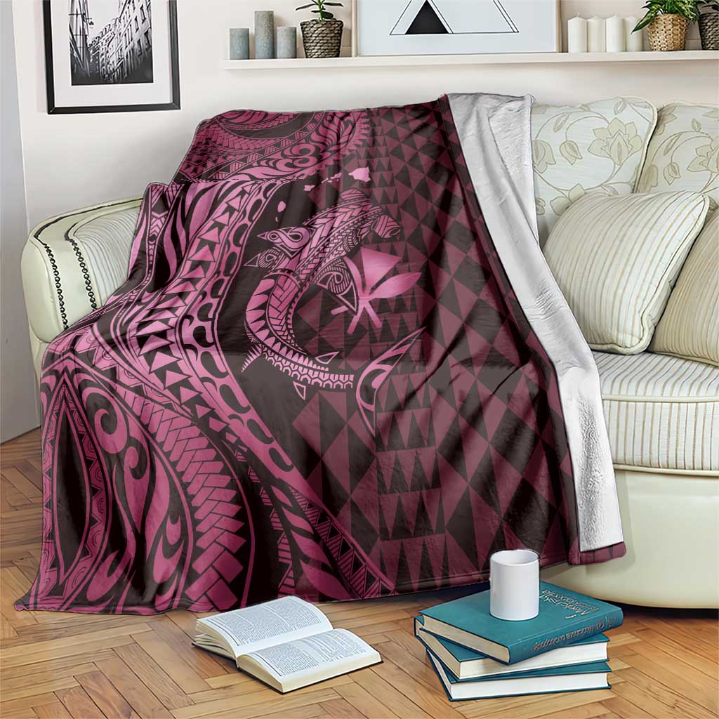 Aloha Hawaii Hammerhead Shark Blanket Pink Kakau and Polynesian Tattoo LT03 Pink - Polynesian Pride