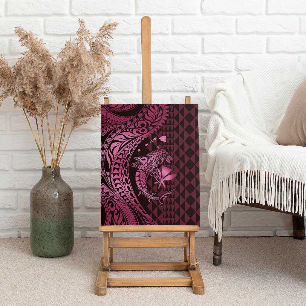 Aloha Hawaii Hammerhead Shark Canvas Wall Art Pink Kakau and Polynesian Tattoo LT03 - Polynesian Pride