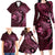 Aloha Hawaii Hammerhead Shark Family Matching Long Sleeve Bodycon Dress and Hawaiian Shirt Pink Kakau and Polynesian Tattoo LT03