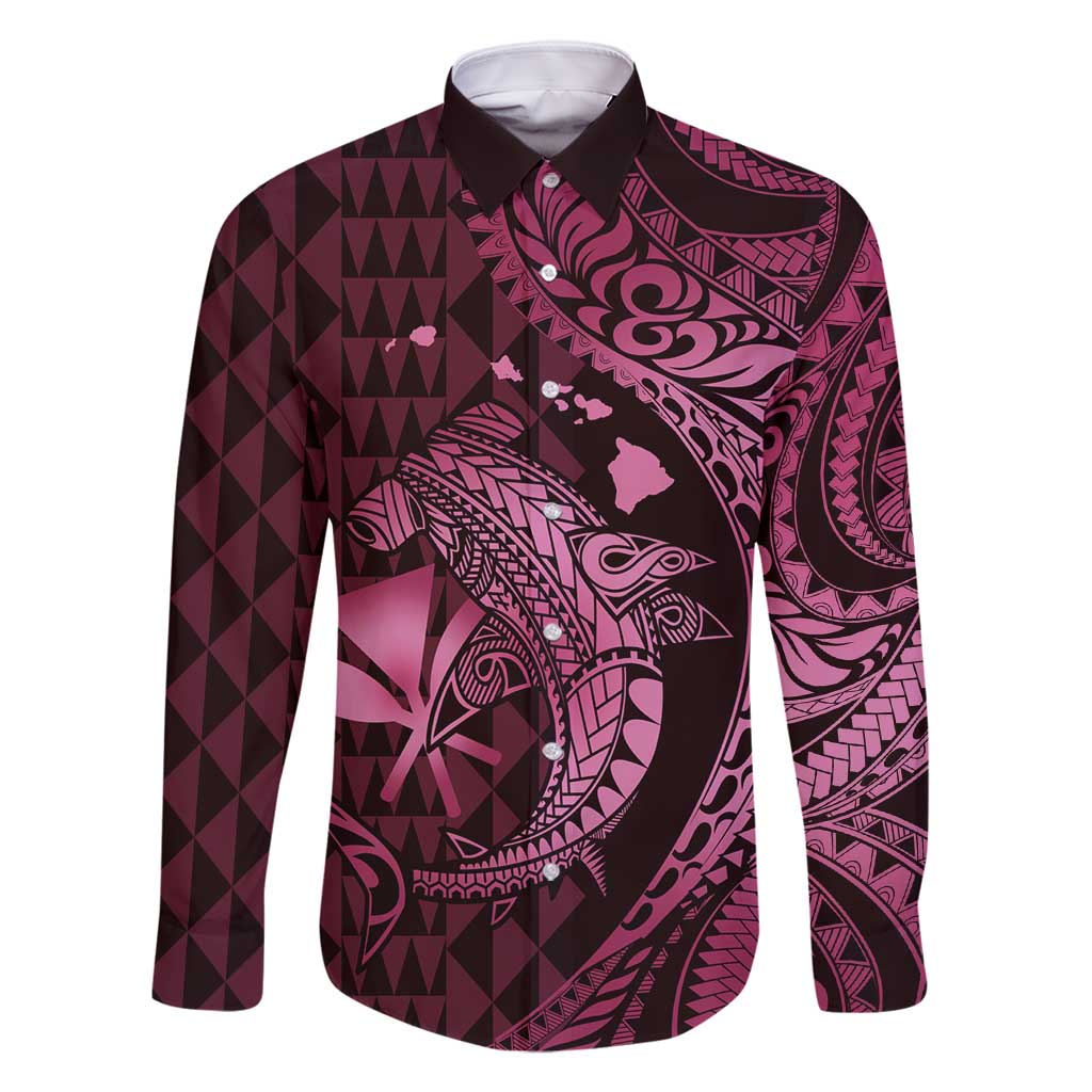 Aloha Hawaii Hammerhead Shark Family Matching Mermaid Dress and Hawaiian Shirt Pink Kakau and Polynesian Tattoo LT03