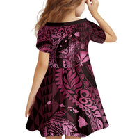 Aloha Hawaii Hammerhead Shark Family Matching Off Shoulder Short Dress and Hawaiian Shirt Pink Kakau and Polynesian Tattoo LT03
