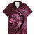 Aloha Hawaii Hammerhead Shark Family Matching Off Shoulder Short Dress and Hawaiian Shirt Pink Kakau and Polynesian Tattoo LT03
