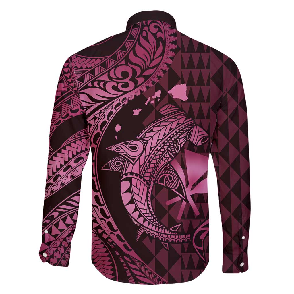 Aloha Hawaii Hammerhead Shark Family Matching Short Sleeve Bodycon Dress and Hawaiian Shirt Pink Kakau and Polynesian Tattoo LT03