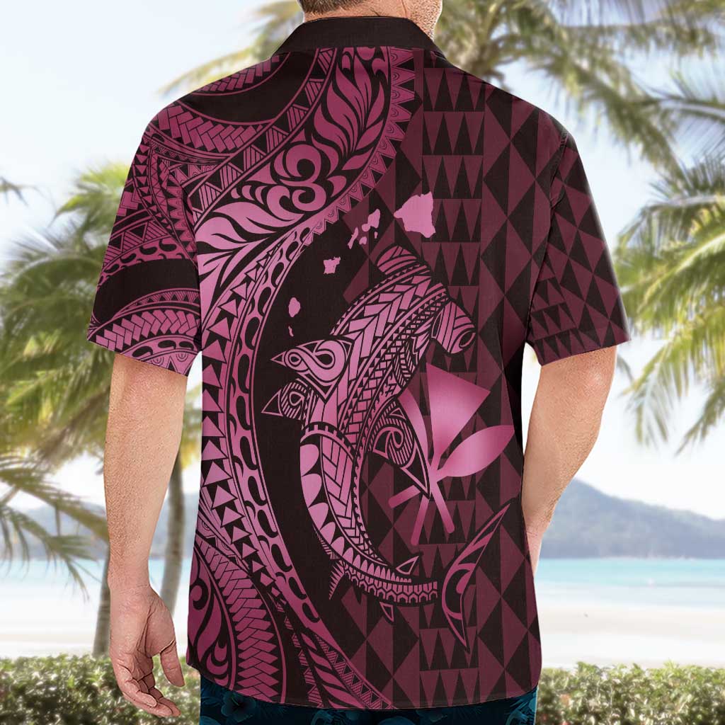 Aloha Hawaii Hammerhead Shark Hawaiian Shirt Pink Kakau and Polynesian Tattoo LT03 - Polynesian Pride