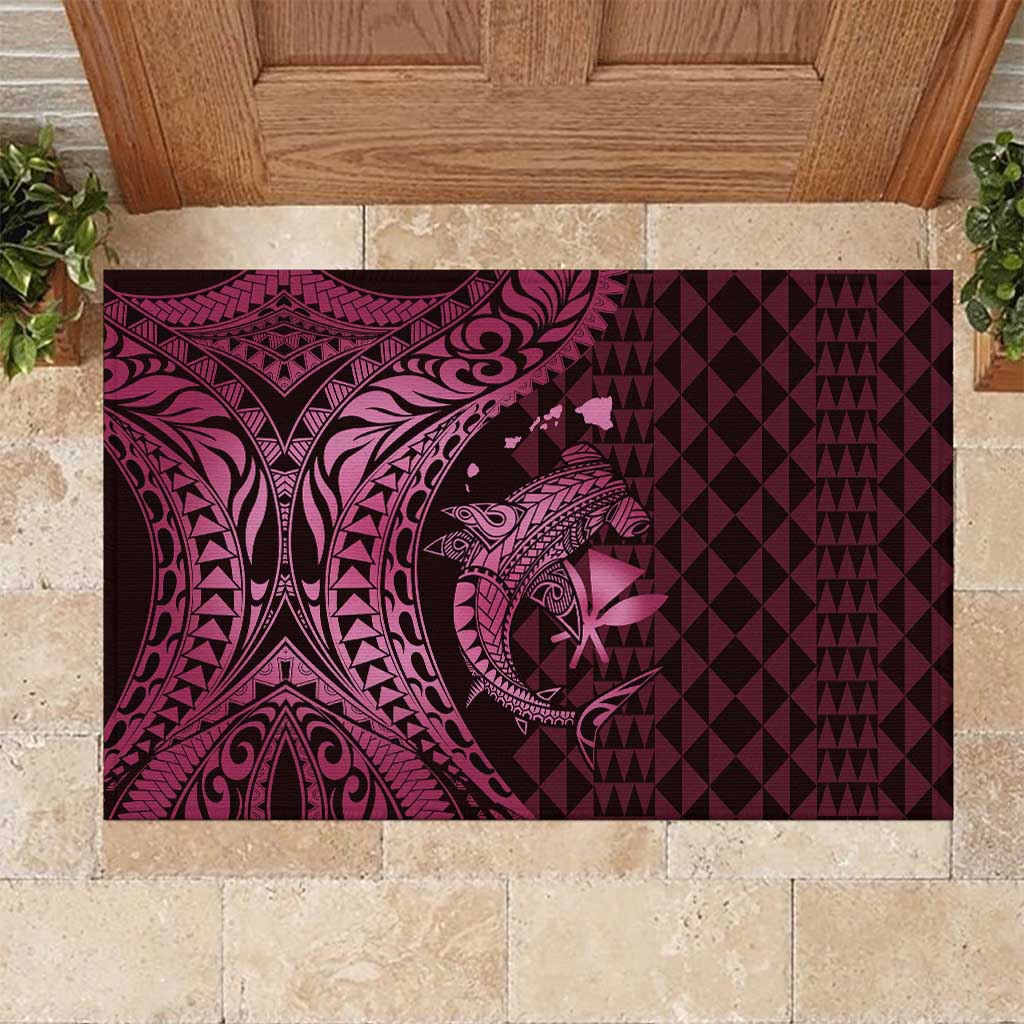 Aloha Hawaii Hammerhead Shark Rubber Doormat Pink Kakau and Polynesian Tattoo LT03 Pink - Polynesian Pride