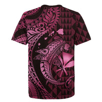 Aloha Hawaii Hammerhead Shark Rugby Jersey Pink Kakau and Polynesian Tattoo LT03 - Polynesian Pride