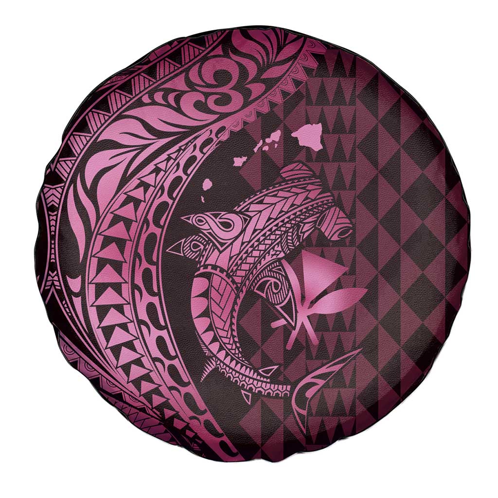 Aloha Hawaii Hammerhead Shark Spare Tire Cover Pink Kakau and Polynesian Tattoo LT03 - Polynesian Pride