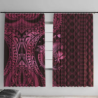Aloha Hawaii Hammerhead Shark Window Curtain Pink Kakau and Polynesian Tattoo LT03 With Hooks Pink - Polynesian Pride