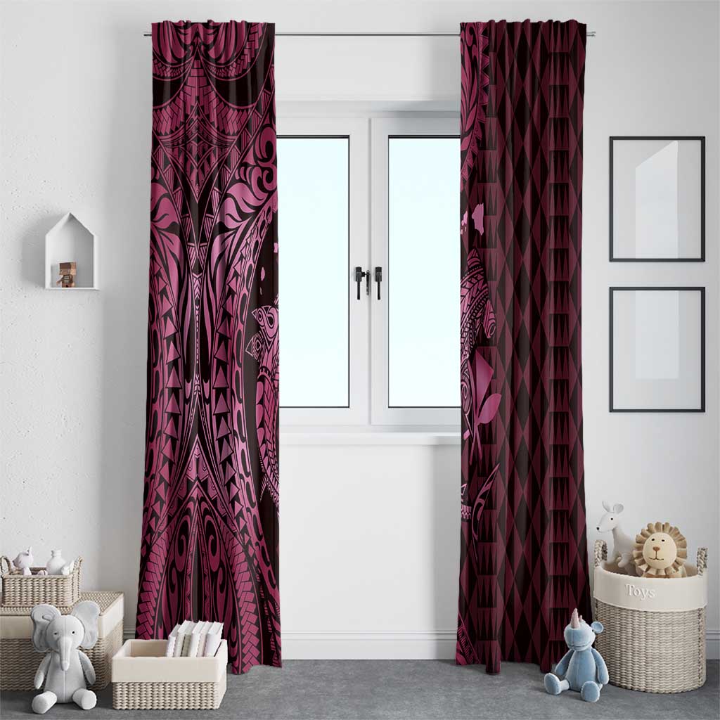 Aloha Hawaii Hammerhead Shark Window Curtain Pink Kakau and Polynesian Tattoo LT03 - Polynesian Pride