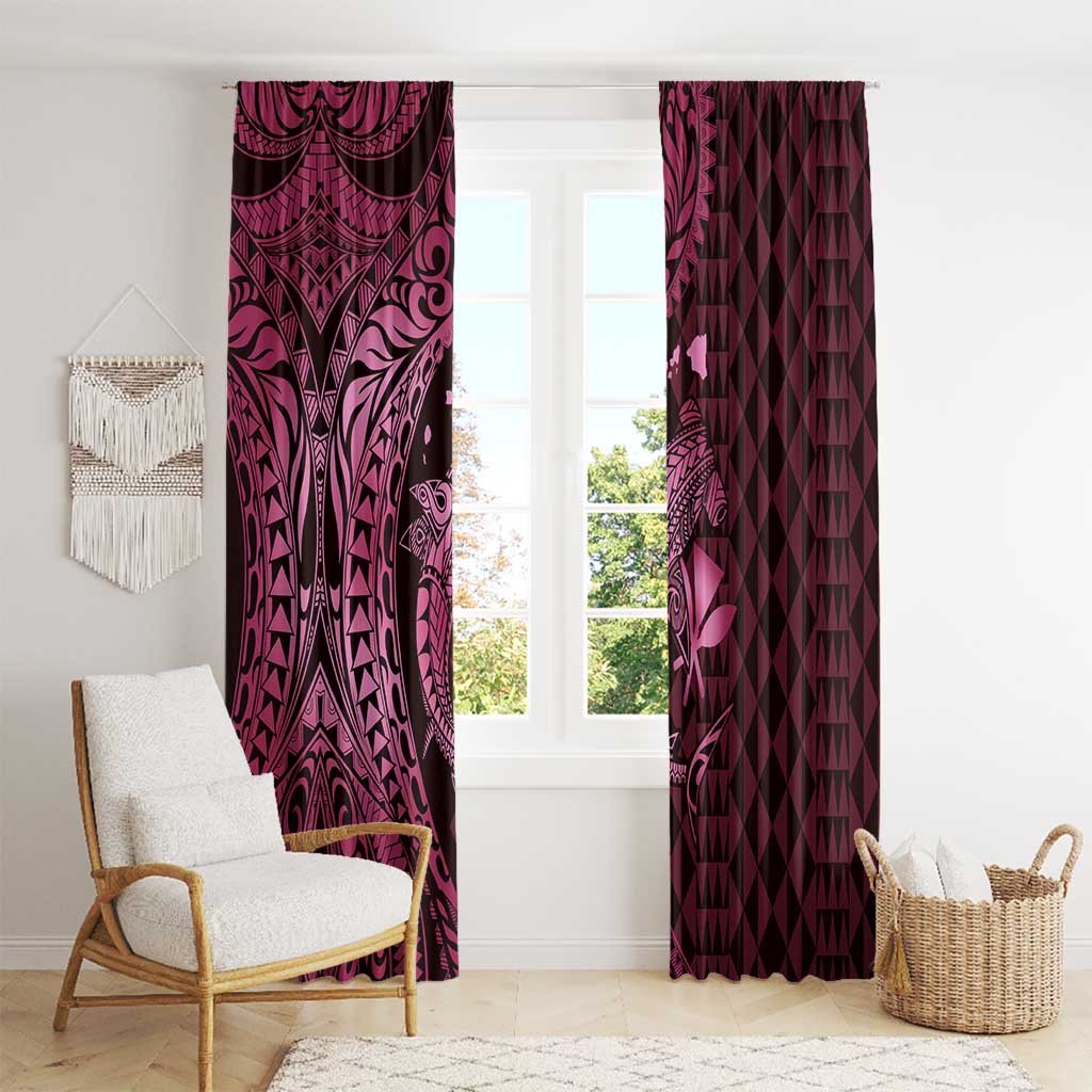 Aloha Hawaii Hammerhead Shark Window Curtain Pink Kakau and Polynesian Tattoo LT03 - Polynesian Pride