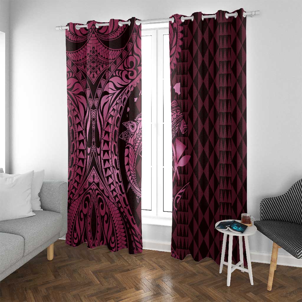 Aloha Hawaii Hammerhead Shark Window Curtain Pink Kakau and Polynesian Tattoo LT03 With Grommets Pink - Polynesian Pride
