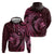 Aloha Hawaii Hammerhead Shark Zip Hoodie Pink Kakau and Polynesian Tattoo LT03