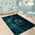 Aloha Hawaii Hammerhead Shark Area Rug Turquoise Kakau and Polynesian Tattoo LT03