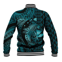 Aloha Hawaii Hammerhead Shark Baseball Jacket Turquoise Kakau and Polynesian Tattoo LT03 - Polynesian Pride