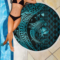 Aloha Hawaii Hammerhead Shark Beach Blanket Turquoise Kakau and Polynesian Tattoo LT03 - Polynesian Pride
