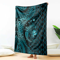 Aloha Hawaii Hammerhead Shark Blanket Turquoise Kakau and Polynesian Tattoo LT03 - Polynesian Pride