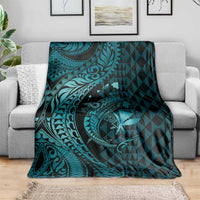 Aloha Hawaii Hammerhead Shark Blanket Turquoise Kakau and Polynesian Tattoo LT03 - Polynesian Pride