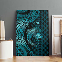 Aloha Hawaii Hammerhead Shark Canvas Wall Art Turquoise Kakau and Polynesian Tattoo LT03 - Polynesian Pride