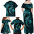 Aloha Hawaii Hammerhead Shark Family Matching Off Shoulder Maxi Dress and Hawaiian Shirt Turquoise Kakau and Polynesian Tattoo LT03