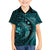 Aloha Hawaii Hammerhead Shark Family Matching Off Shoulder Short Dress and Hawaiian Shirt Turquoise Kakau and Polynesian Tattoo LT03