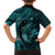 Aloha Hawaii Hammerhead Shark Family Matching Short Sleeve Bodycon Dress and Hawaiian Shirt Turquoise Kakau and Polynesian Tattoo LT03