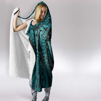 Aloha Hawaii Hammerhead Shark Hooded Blanket Turquoise Kakau and Polynesian Tattoo LT03 - Polynesian Pride