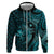 Aloha Hawaii Hammerhead Shark Hoodie Turquoise Kakau and Polynesian Tattoo LT03