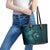 Aloha Hawaii Hammerhead Shark Leather Tote Bag Turquoise Kakau and Polynesian Tattoo LT03