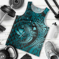 Aloha Hawaii Hammerhead Shark Men Tank Top Turquoise Kakau and Polynesian Tattoo LT03 - Polynesian Pride