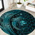 Aloha Hawaii Hammerhead Shark Round Carpet Turquoise Kakau and Polynesian Tattoo LT03