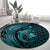 Aloha Hawaii Hammerhead Shark Round Carpet Turquoise Kakau and Polynesian Tattoo LT03